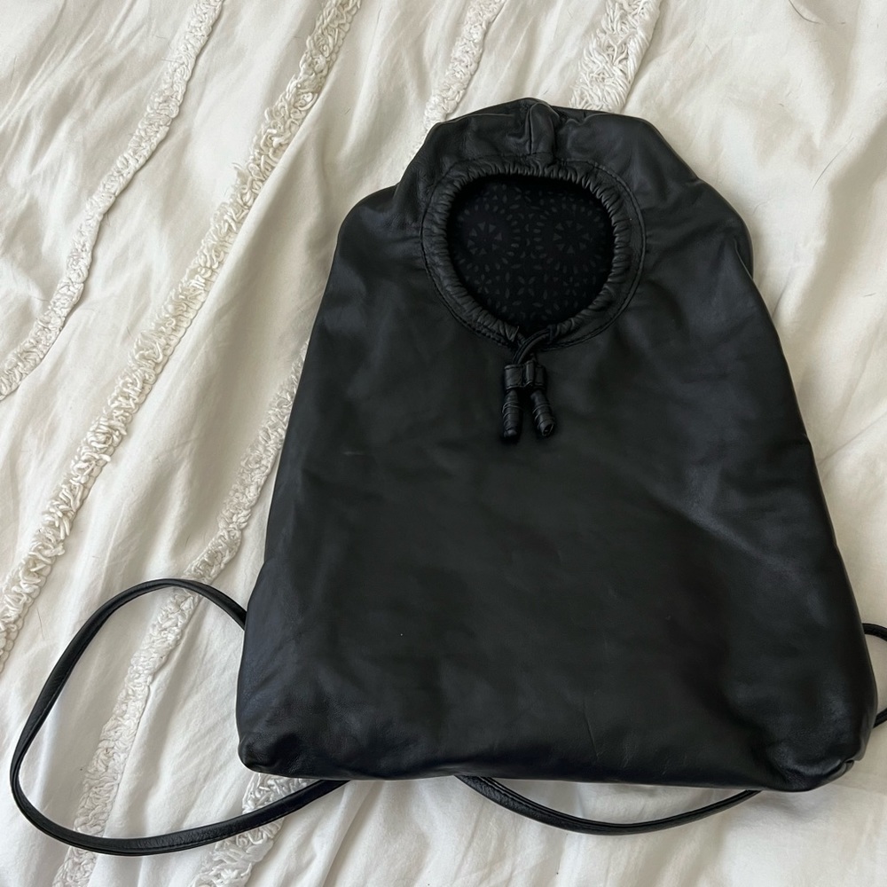 Cleobella Leather Drawstring Backpack In Black - image 2
